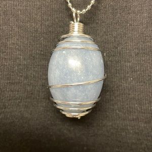 Tumbled Angelite Cage Charm Necklace (2)
